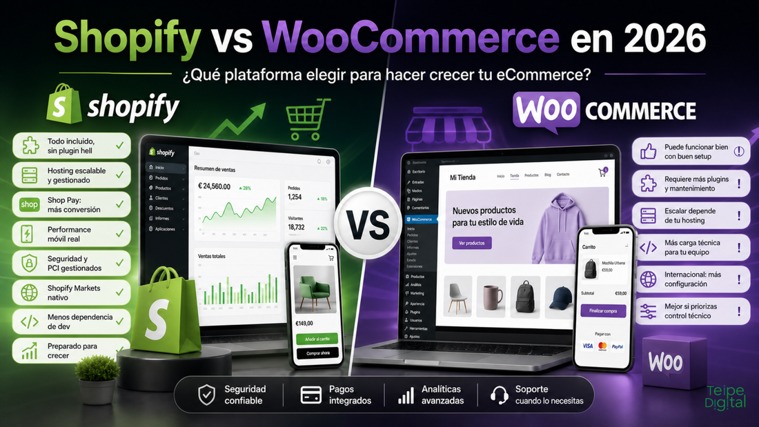 Shopify vs WooCommerce en 2026: ¿Qué plataforma elegir para hacer crecer tu eCommerce?